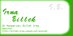 irma billek business card